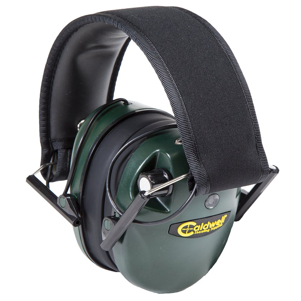 Caldwell E-MAX - ADULT Green - Low Profile Electronic 23 NRR Hearing Protection with Sound Amplification - Adjustable Earmuffs for Shooting, Hunting and Range