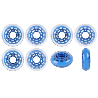 Player's Choice Roller Hockey Wheels Indoor 68mm 78A Soft Inline Skate Clear/Blue 8 Pack