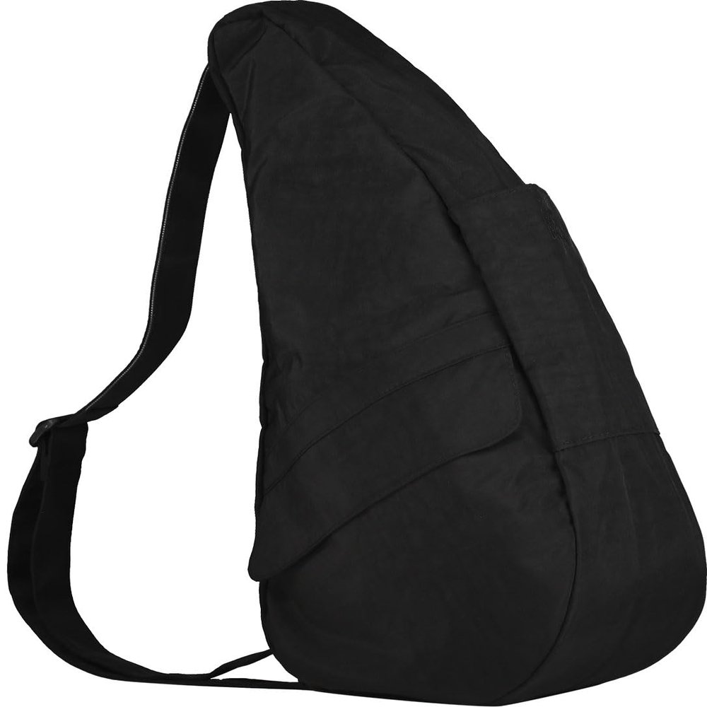 AmeriBag 19" Nylon Healthy Back Bag Ergonomic Crossbody Sling for Everyday Use, Travel & Walking Comfort (Black)