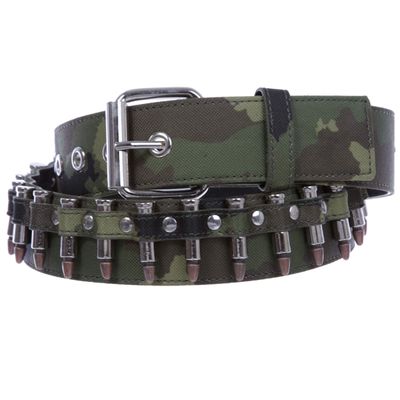 Canvas Faux Bullet Studded Belt - Snap On Interchangeable Buckle, Camouflage | S - 32"