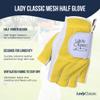 Lady Classic Mesh Half Golf Glove for Women  Premium Cabretta Leather Palm, Breathable Mesh Back, Half-Finger Design Ladies Golf Glove for Enhanced Grip & Comfort  Yellow & White  Left Hand view 3