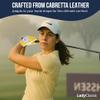 Lady Classic Mesh Half Golf Glove for Women  Premium Cabretta Leather Palm, Breathable Mesh Back, Half-Finger Design Ladies Golf Glove for Enhanced Grip & Comfort  Yellow & White  Left Hand view 4