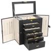Kendal Extra Large Jewelry Box Jewelry Case PU Leather 6 Tier 5 Drawers Large Storage Capacity with Mirror Jewelry Storage Organizer Great Gift Also Good For Watches LJC-SHD5BK (black) view 1