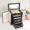 Kendal Extra Large Jewelry Box Jewelry Case PU Leather 6 Tier 5 Drawers Large Storage Capacity with Mirror Jewelry Storage Organizer Great Gift Also Good For Watches LJC-SHD5BK (black) view 4