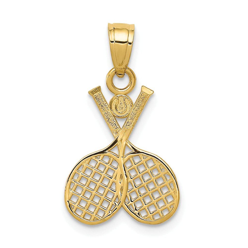 14K Gold Double Tennis Racquet Charm Sports Pendant