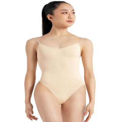 Capezio Women's Camisole Leotard with Clear Transition Straps, Nude, X-Large