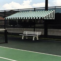 BuyBocceBalls Listing for Har-Tru - Bocce/Tennis Court - Cover Canopy and Cabana 4' x 10' Forest Green with White Stripes, Includes framing