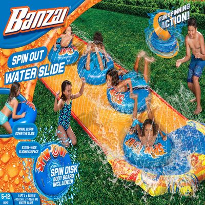 BANZAI Spin Out Slide W/Spin Disk Bodyboard(2 Handles) - 14'L X5 8" W