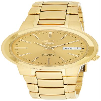 Seiko Men's SNKA10 Seiko 5 Automatic Gold Dial Gold-Tone Stainless Steel Watch