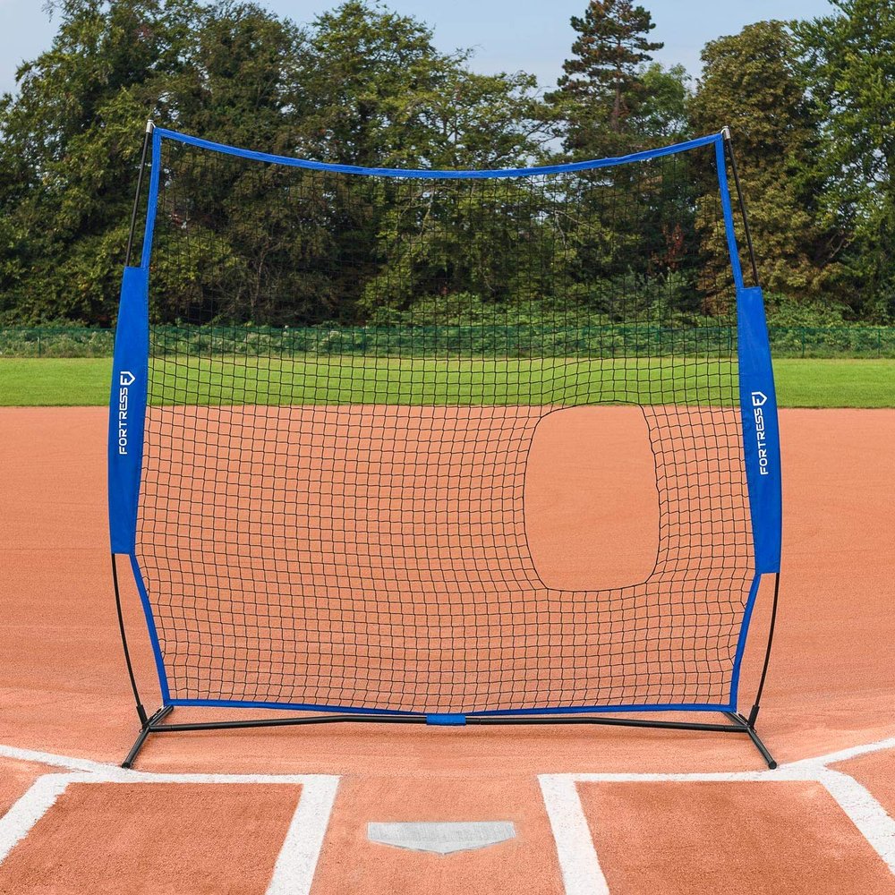 FORTRESS 7' x 7' Pitch-Thru Protection Screen - Pop-up Softball and Baseball Pitching Screen - Carry Bag Included