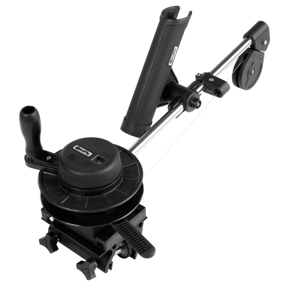 Scotty #1050MP Depthmaster Manual Downrigger, Display Packed w/ Rod Holder & Clamp Mount,Black