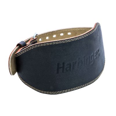 Harbinger Padded Leather Contoured Gym Weightlifting Belt with Suede Lining and Steel Roller Buckle for Lifting Support Small