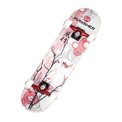 Punisher Complete Skateboard for Beginners 31.5" x 7.75" Skate Board for Girls Adults Kids Teens with 7 Layers Canadian Maple Double Kick Concave Deck & ABEC-7 High Speed Bearings (Cherry Blossom)