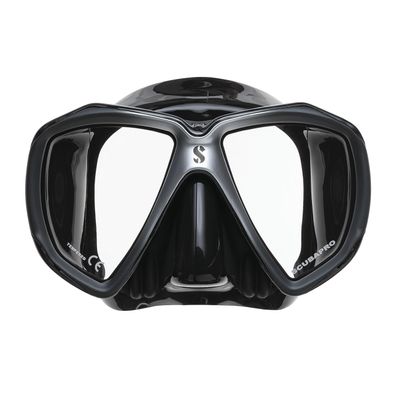 SCUBAPRO Spectra Scuba Mask with Ultra Clear Dual Lens and EZ Equalize Nose Pocket for Diving, Black/Silver