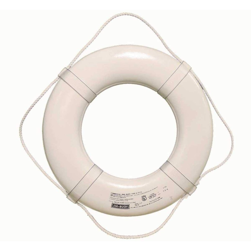 Jim-Buoy G-19 G-Series Life Ring with Web Straps - 19", White