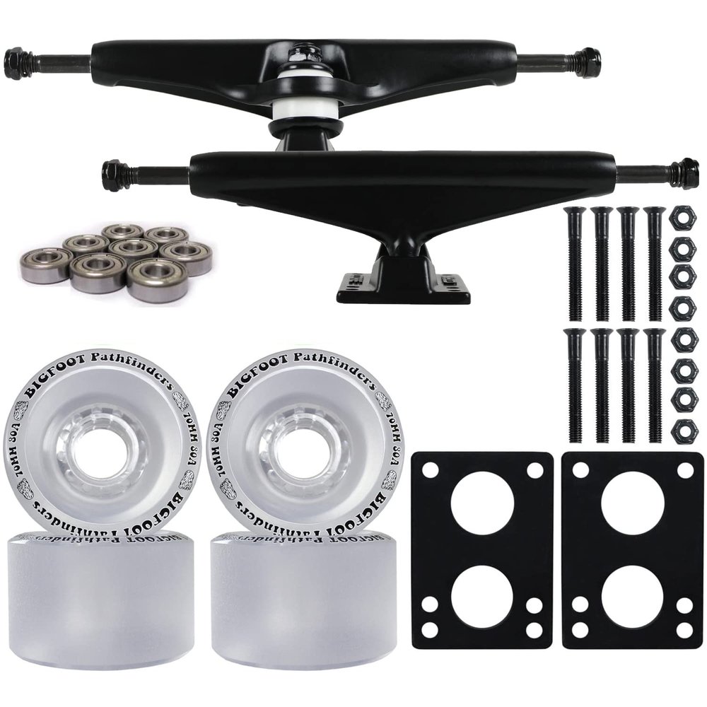 TGM Skateboards Core Black Longboard Trucks Bigfoot Wheels Package 70mm Pathfinders (Clear, 6.0 inch)