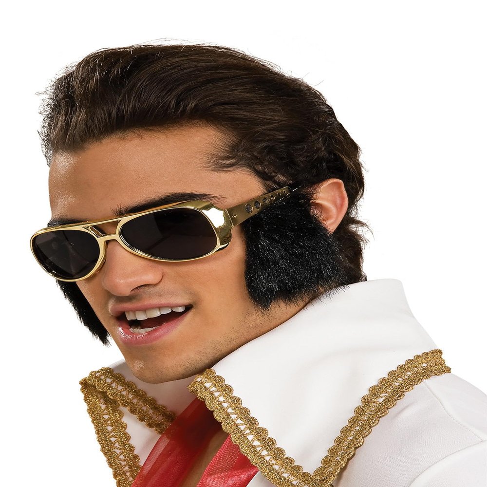 Rubies Elvis Presley: Elvis Presley Sunglasses with Attached Sideburns for Adults, Men's No Size