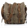 Sechunk Vintage Military Leather Canvas Laptop Bag Messenger Bags Medium Army Green view 1