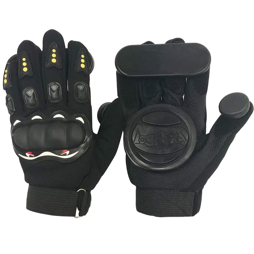 YS Sport Adult Longboard Gloves - Downhill Slide Gloves with 2 Set Replaceable Slider Puck Set, Black