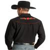 Ely Cattleman Men's Long Sleeve Western Shirt with Rose Embroidery, Black, XL view 3