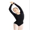 Capezio Women's Cotton Classic Long Sleeve Leotard,Black,Small view 2