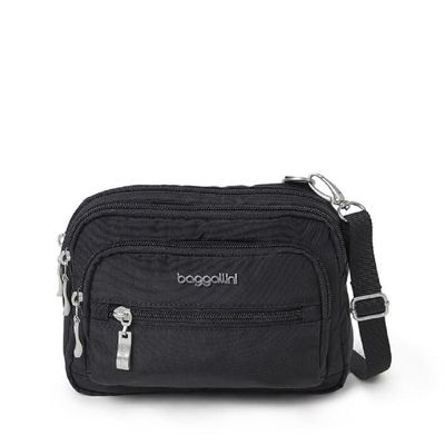 Baggallini unisex adult Triple Zip Bagg cross body handbags, Black, One Size US