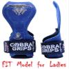 Cobra Grips PRO Weight Lifting Gloves Heavy Duty Straps Alternative to Power Lifting Hooks for Deadlifts with Built in Adjustable Neoprene Padded Wrist Wrap Support Bodybuilding (FIT Blue Leather) view 3
