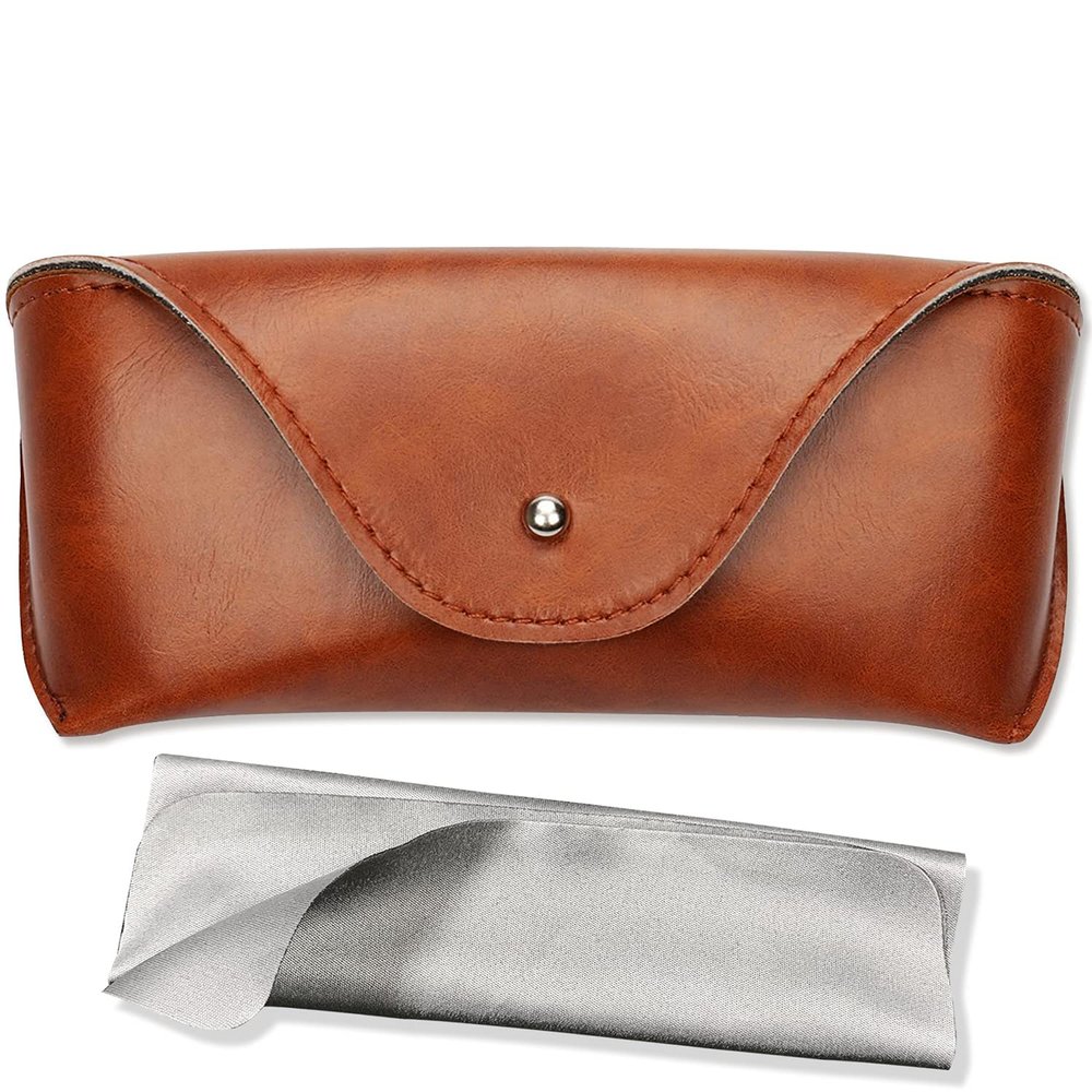 LogHog Portable Leather Glasses Case, Flexible Reading Eyeglass Pouch Slim Case for Women Men Horizontal Sunglasses Case