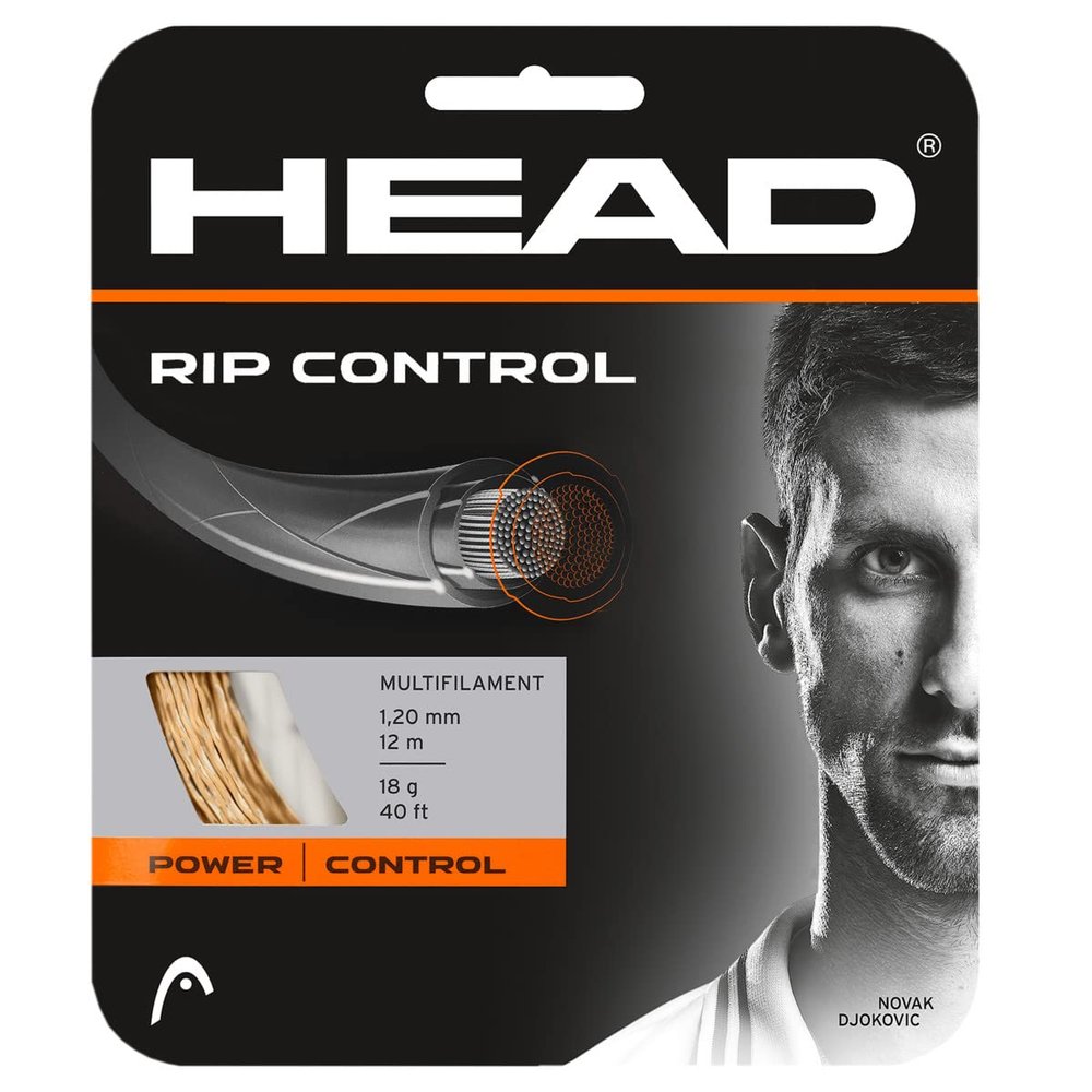 Head RIP Control Tennis Racket String 40' Set - 17 Gauge Multifilament Racquet String, Natural