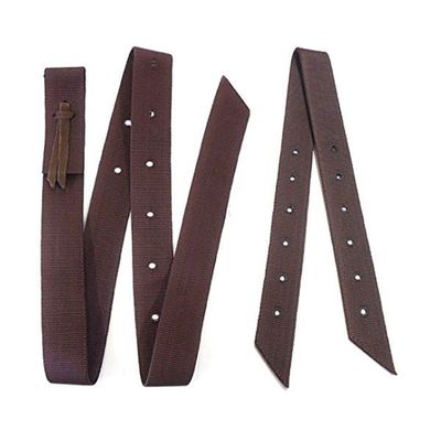 2 Piece Brown Nylon Cinch Strap and Off Billet Saddle Set Double Ply