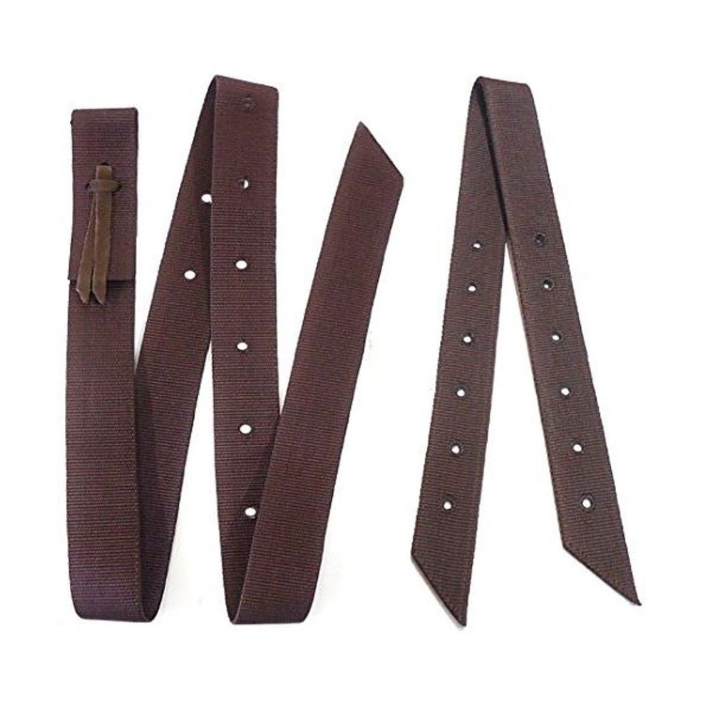 2 Piece Brown Nylon Cinch Strap and Off Billet Saddle Set Double Ply