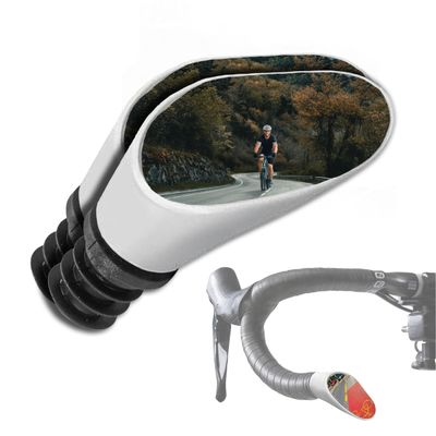 Sprintech Swiss-Made Convex Chrome-Plated Bike Mirror for Drop Bars  Hand-Finished, Adjustable, Reflective Surface, Durable ABS Housing, Universal Fit for Enhanced Rear Visibility (Pair, White)