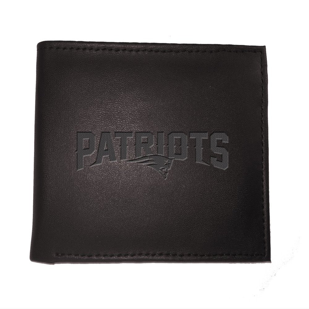 Team Sports America NFL New England Patriots Black Wallet | Bi-Fold | Officially Licensed Stamped Logo | Made of Leather | Money and Card Organizer | Gift Box Included