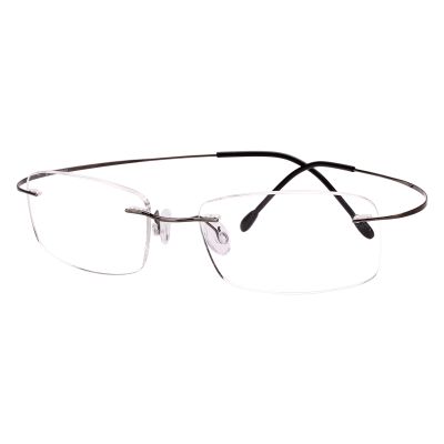 Agstum Titanium Rimless Flexible Frame Hingeless Optical Eyeglasses Clear Lens (Gunmetal, Non-Prescription 55mm)