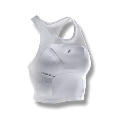 Storelli Womens Bodyshield Crop Top, High-Impact Chest and Rib Protection for Female Soccer Goalkeepers and Players, White, Small