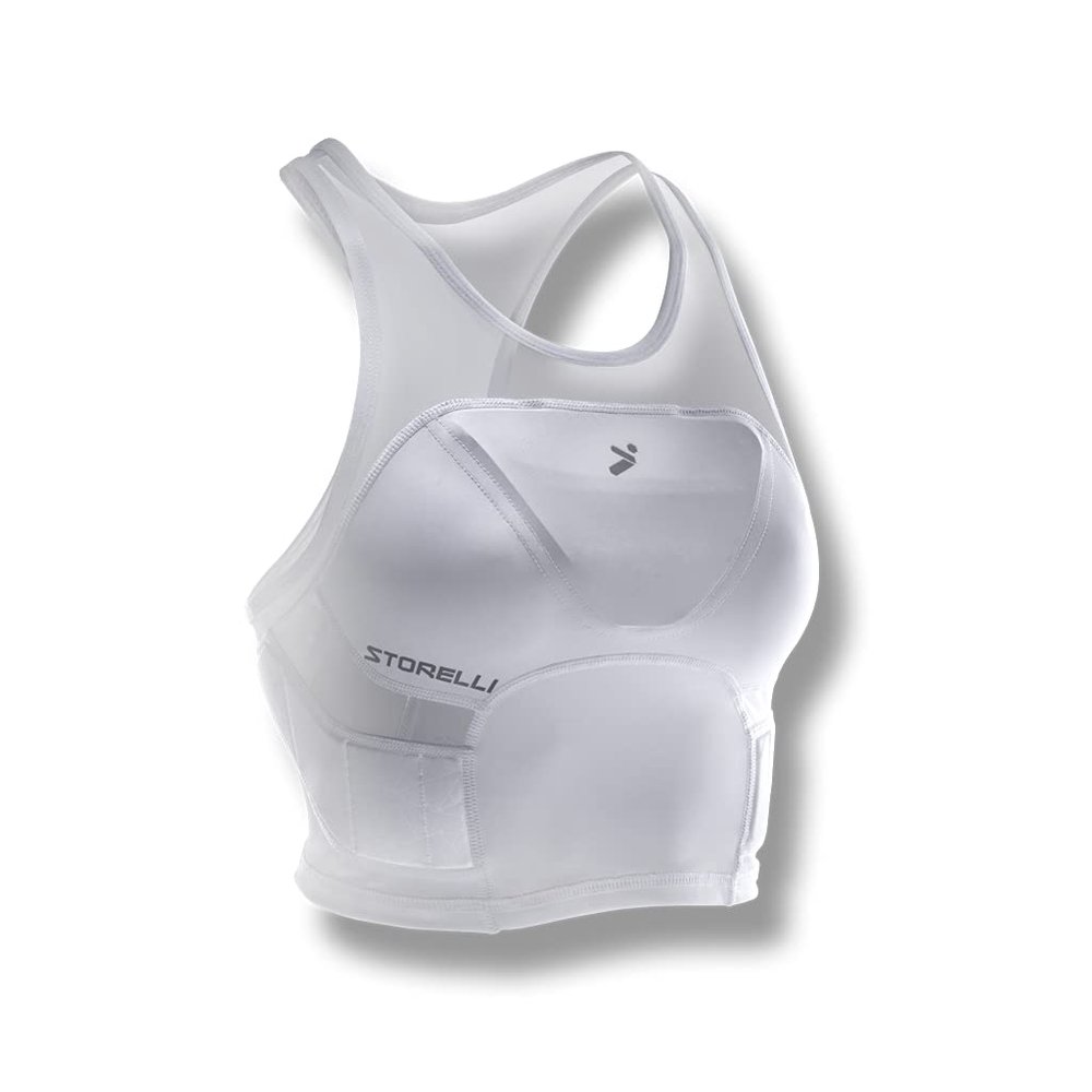 Storelli Womens Bodyshield Crop Top, High-Impact Chest and Rib Protection for Female Soccer Goalkeepers and Players, White, Small