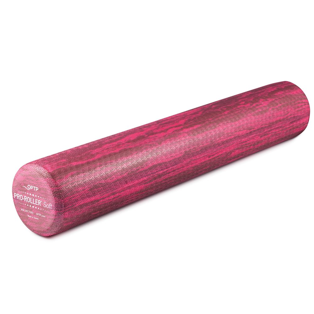 OPTP PRO-Roller Soft Density Foam Roller  Low Density Soft Foam Roller for Physical Therapy, Pilates, Yoga Foam Roll Exercises, and Muscle Recovery - Pink 36" x 6"