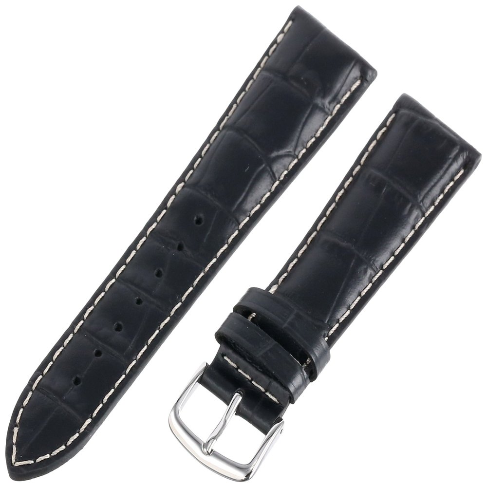Hadley-Roma Men's 22mm Leather Watch Strap, Color:Black (Model: MSM834RA-220)