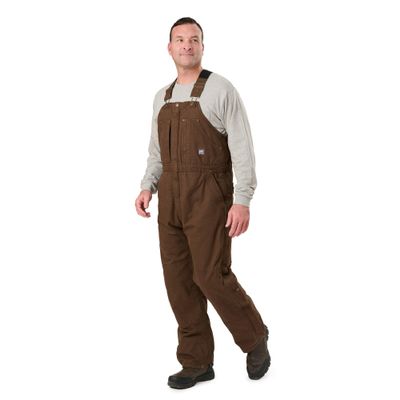Berne Men's Heartland Washed Insulated Bib Overall, Large Short, Bark