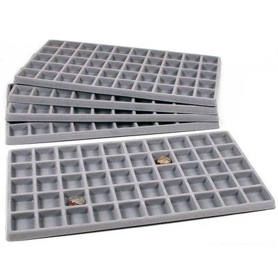 FindingKing 5 Gray 50 Slot Pendant Jewelry Showcase Display Tray Inserts, Each Compartment measures 1 1/8" x 1 1/4" (28 x 31 mm)