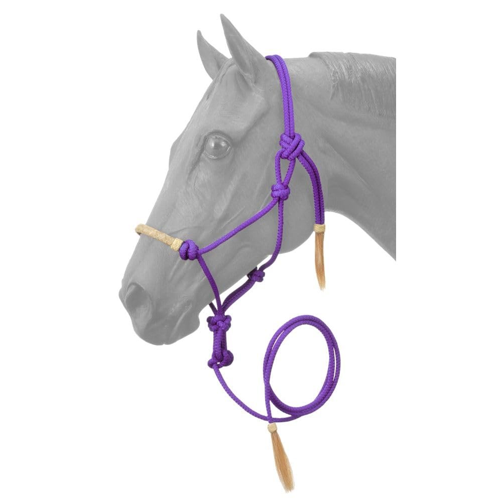 Tough1 Rawhide Noseband Rope Halter with Lead - Purple