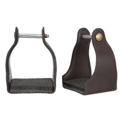 Tough 1 Leather Cushioned Trail Stirrups Brown