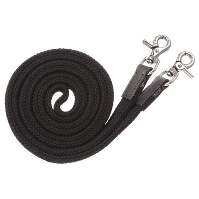 Tough 1 Royal King Deluxe Flat Roping/Contest Reins, Black , 3/4" Diameter