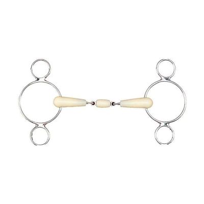 Happy Mouth 2-Ring Double Jointed Roller Gag Bit - Apple Scented Durable Stainless Steel Rings Soft Polymer Middle Horse Riding Continental Dutch Gag Bit, 5