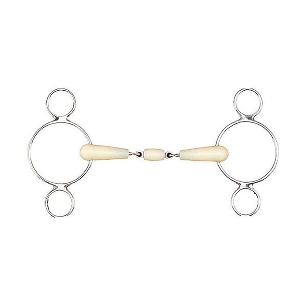 Happy Mouth 2-Ring Double Jointed Roller Gag Bit - Apple Scented Durable Stainless Steel Rings Soft Polymer Middle Horse Riding Continental Dutch Gag Bit, 5
