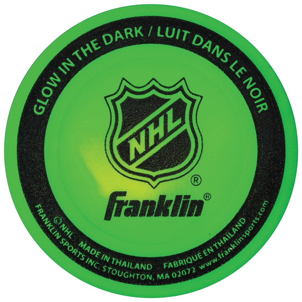 Franklin Sports Glow in The Dark Outdoor Street Hockey Puck - Lightweight 2oz - Indoor + Night Play - Kids + Adults - Green