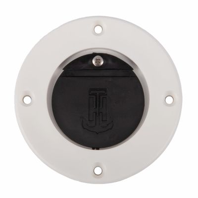 T-H Marine Flush Mount Scupper Valve Assembly | Durable Marine Scupper Valve with Curl Proof Flapper for 1" to 1.25" Drain Tubes | Versatile Installation, White Frame/Black Flapper