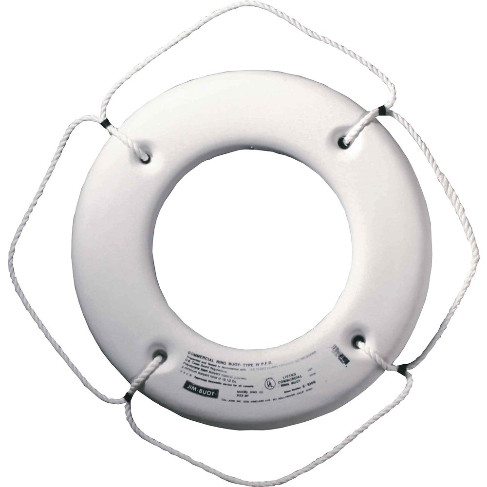 Jim-Buoy HS-20 W Hard Shell Series Life Ring - 20", White