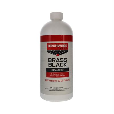 Birchwood Casey Fast-Acting Brass Black Metal Finish to Blacken or Antique Brass, Copper, Bronze Parts, 32 Ounce Bottle