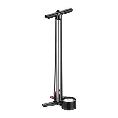 LEZYNE CNC Floor Drive 3.5 Bicycle Floor Pump with 3.5" Analog Gauge - CNC Machined Aluminum High Pressure 220PSI Tire Air Pump for Road/Track Bikes - ABS-1 Pro Chuck for Presta/Schrader, Silver Gloss